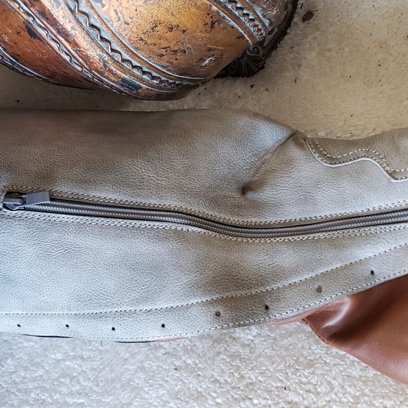 Yaoye Women's Sz 43 - Grey/Brown leather calf boots NIP - #41-T💛 - Picture 5 of 11